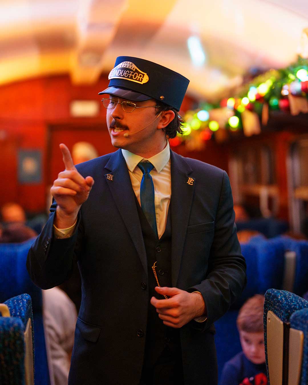 conductor on board the polar express train ride